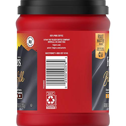 Folgers Black Silk Dark Roast Ground Coffee, 10.3 Ounces