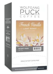 wolfgang puck coffee, french vanilla coffee, 9.5 gram pods, 18 count