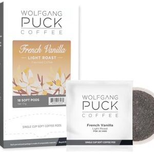 Wolfgang Puck Coffee, French Vanilla Coffee, 9.5 Gram Pods, 18 Count