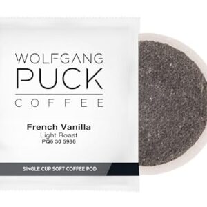 Wolfgang Puck Coffee, French Vanilla Coffee, 9.5 Gram Pods, 18 Count