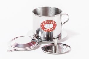 vietnamese coffee filter press. screw down insert. dripper mechanism. made in vietnam. sizes s-xl in 1 or 2 pack (1, medium (8 oz))