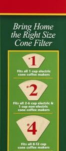 Melitta 4 Cone Coffee Filters, Unbleached Natural Brown, 100 Total Filters Count - Packaging May Vary