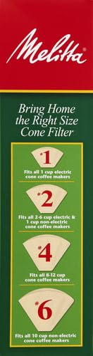 Melitta 4 Cone Coffee Filters, Unbleached Natural Brown, 100 Total Filters Count - Packaging May Vary