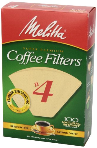 Melitta 4 Cone Coffee Filters, Unbleached Natural Brown, 100 Total Filters Count - Packaging May Vary