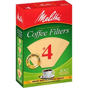 Melitta 4 Cone Coffee Filters, Unbleached Natural Brown, 100 Total Filters Count - Packaging May Vary