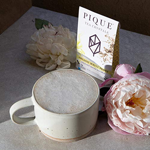 Pique Organic White Peony Tea Crystals - Antioxidants for Radiant Skin, Immune Support, Fujian Chinese Caffeinated Tea - 14 Single Serve Sticks (Pack of 1)