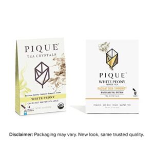 Pique Organic White Peony Tea Crystals - Antioxidants for Radiant Skin, Immune Support, Fujian Chinese Caffeinated Tea - 14 Single Serve Sticks (Pack of 1)