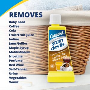 Carbona Stain Devils® #8 – Coffee, Tea, Wine & Juice | Professional Strength Laundry Stain Remover | Multi-Fabric Cleaner | Safe On Skin & Washable Fabrics | 1.7 Fl Oz, 3 Pack