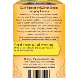 Yogi Tea Sweet Lemon Everyday Immune Tea - 16 Tea Bags per Pack (4 Packs) - Daily Immune Support Tea - Delicious Lemon Tea Bags - Includes Tulsi, Lemongrass, Rose Hip, Lemon Peel & More