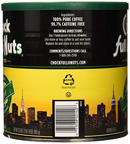 Chock Full O Nuts Decaffeinated Coffee, 33.9 Ounce