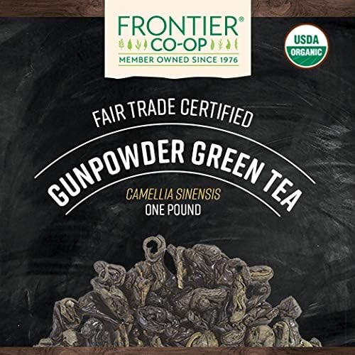 Frontier Co-op Organic Gunpowder Green Tea Leaves, 1-Pound Bulk, Smokey Green Tea, Maintains Freshness, Kosher, Fair Trade