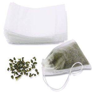 wfplus 200pcs disposable tea filter bags, empty cotton drawstring tea infuser for loose leaf teal, 2.16 x 2.75 inch