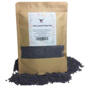 organic dried lavender flower buds - 4 oz edible flowers to be added to tea and food. enjoy premium quality product from armour shell. (1 pack)