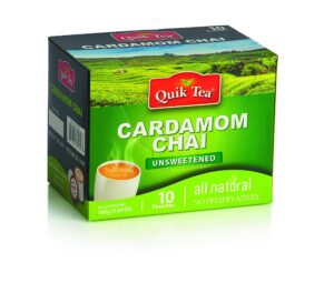 quiktea unsweetened cardamom chai tea latte - 40 count (4 boxes of 10 each)