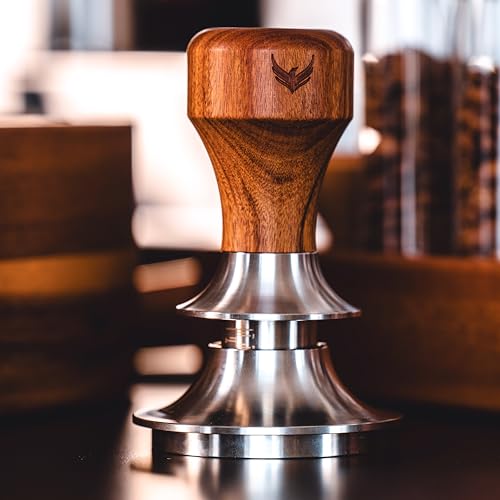 54mm Espresso Tamper for Breville Espresso Machines KNODOS Adjustable Depth and Spring Loaded Design Wooden 30lb Calibrated Coffee Tamper (53.3mm)