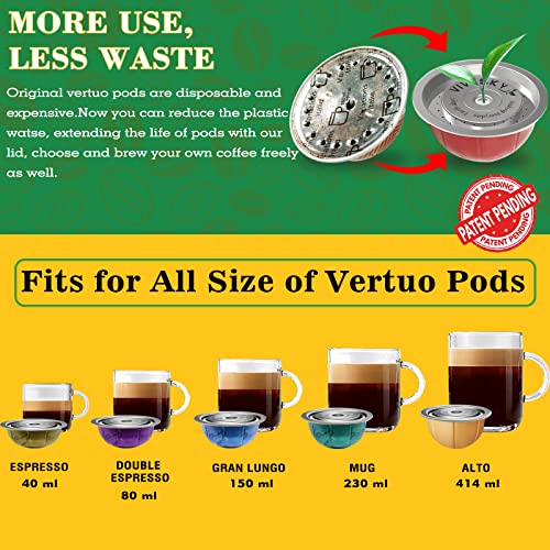 VIVI SKY Reusable Coffee Capsules Discs to Reuse Vertuo Pods, Vertuo Refillable Pods Cap Lids For ALL Size pod of ALL VertuoLine Machine,Bottom Capsule- not Included!(1PC)