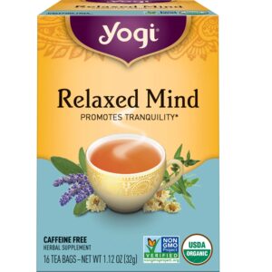 yogi tea - relaxed mind (6 pack) - supports tranquility - calming tea with gotu kola and lavender - caffeine free - 96 organic herbal tea bags