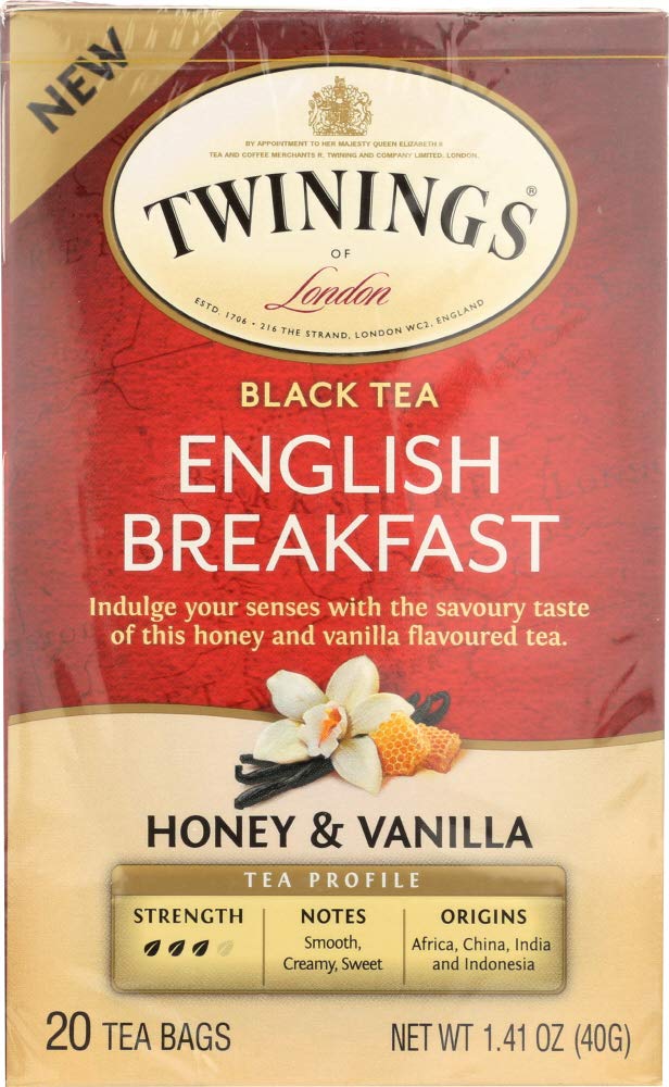 Twinings English Breakfast Honey & Vanilla Tea Bags, 20 Count