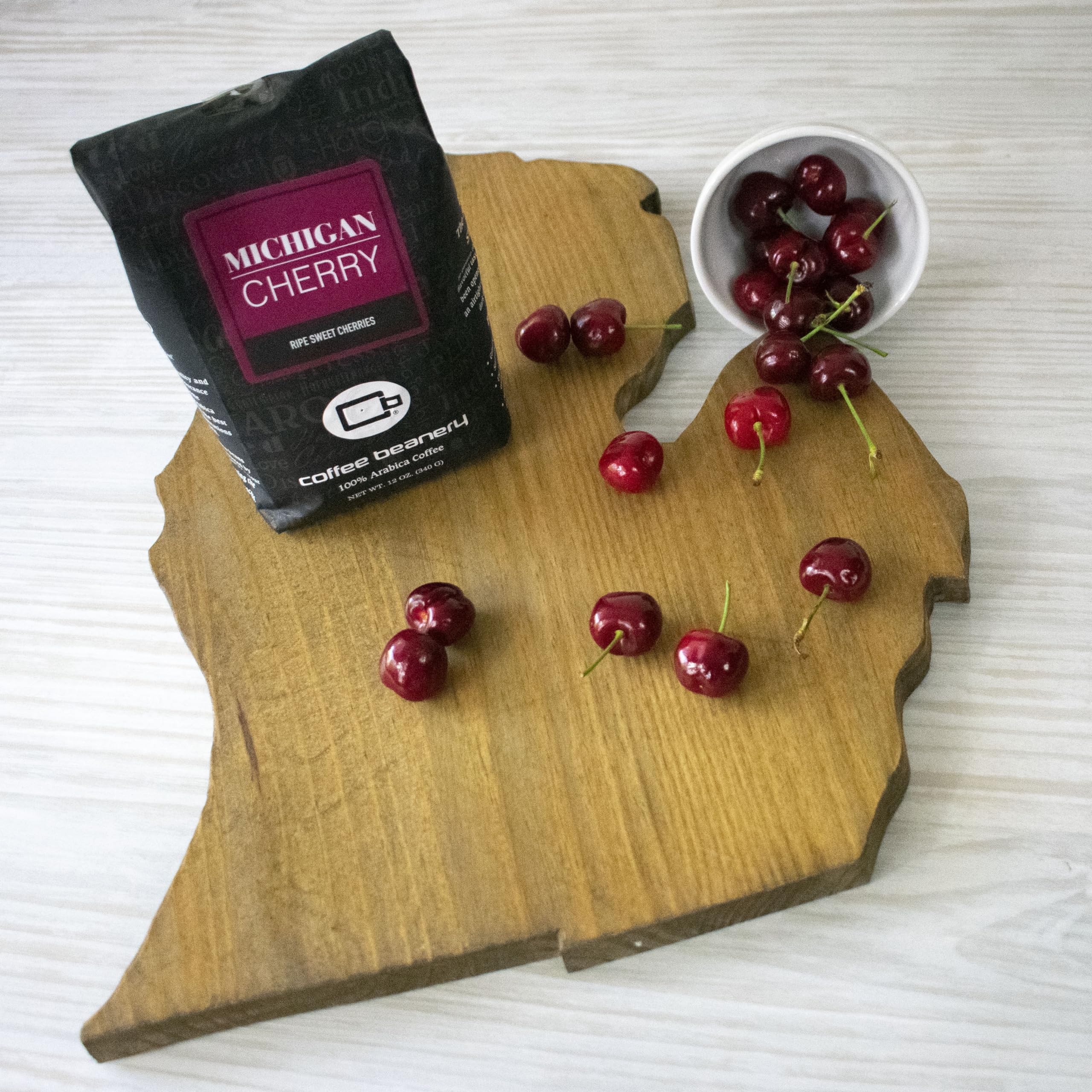 Michigan Cherry by Coffee Beanery | 12oz Flavored Whole Bean Coffee Medium Roast Coffee | 100% Specialty Arabica Coffee Whole Bean | Gourmet Coffee Whole Beans