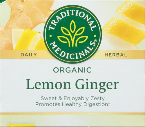 Traditional Medicinals Tea, Organic Lemon Ginger, Promotes Healthy Digestion, 16 Tea Bags