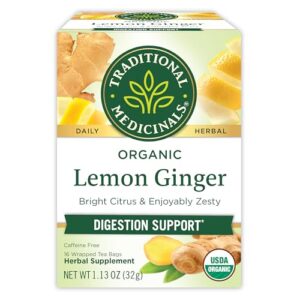 traditional medicinals tea, organic lemon ginger, promotes healthy digestion, 16 tea bags