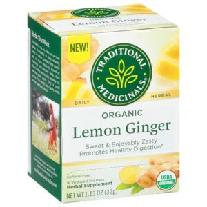 Traditional Medicinals Tea, Organic Lemon Ginger, Promotes Healthy Digestion, 16 Tea Bags