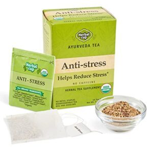 herbal cup ayurveda tea, organic anti-stress, no caffeine herbal supplement (anti-stress, 16 count (pack of 1))