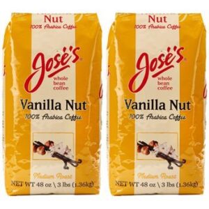 jose’s vanilla nut whole bean coffee 3 lb. bag 2-pack
