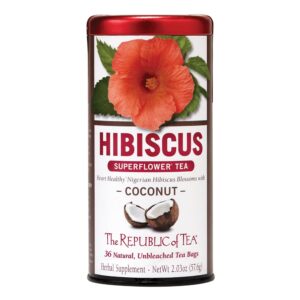 the republic of tea - hibiscus coconut superflower herbal tea, 36 count