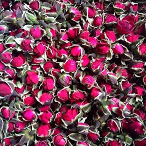 TooGet Fragrant Natural Deep Red Rose Buds Rose Petals Organic Dried Golden-Rim Rose Flowers Wholesale, Culinary Food Grade - 4 OZ