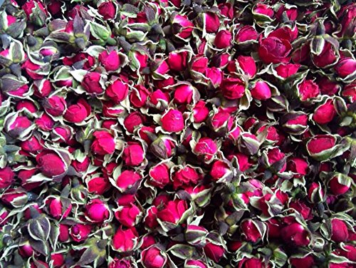 TooGet Fragrant Natural Deep Red Rose Buds Rose Petals Organic Dried Golden-Rim Rose Flowers Wholesale, Culinary Food Grade - 4 OZ