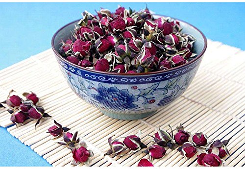 TooGet Fragrant Natural Deep Red Rose Buds Rose Petals Organic Dried Golden-Rim Rose Flowers Wholesale, Culinary Food Grade - 4 OZ