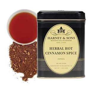 harney & sons herbal hot cinnamon | 4oz tin of loose leaf herbal tea