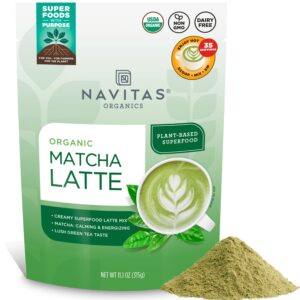 navitas organics matcha latte, 11.1oz value size bag, 35 servings — organic, non-gmo, dairy-free