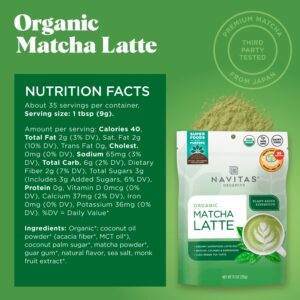 Navitas Organics Matcha Latte, 11.1oz Value Size Bag, 35 Servings — Organic, Non-GMO, Dairy-Free