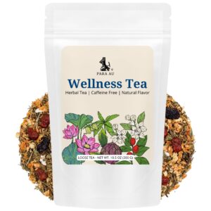 wellness tea, caffeine free, relax, rebalance, digestion, loose leaf herbal tea, 10.5oz | para au