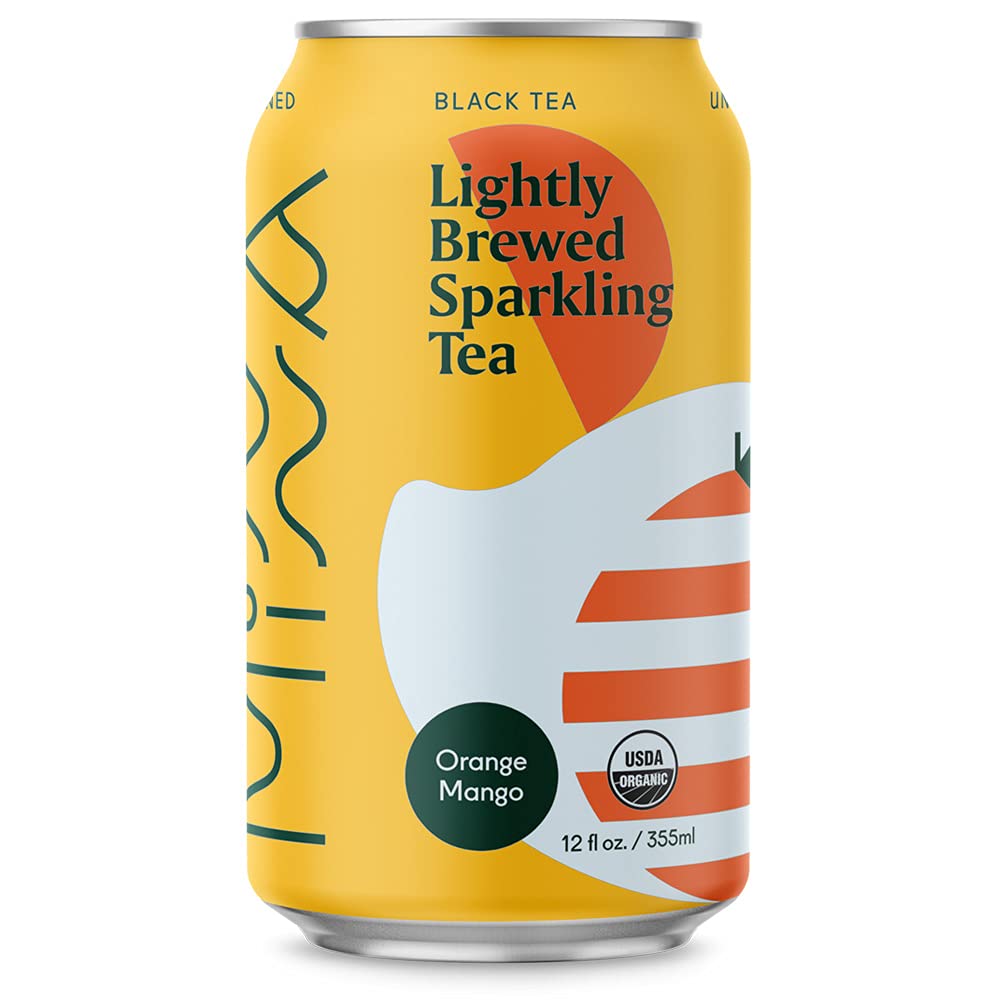 Minna Organic Sparkling Iced Tea - ORANGE MANGO BLACK TEA: No Sugar, Zero Calorie, Lightly Brewed, Refreshing, Non-GMO, Fair Trade, 12 Fl Oz Cans [12-Pack]…