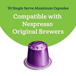 Amazon Fresh Ristretto Intenso Dark Roast Aluminum Capsules, Compatible with Nespresso Original Brewers, Intensity 10/13, 50 Count (5 Packs of 10)