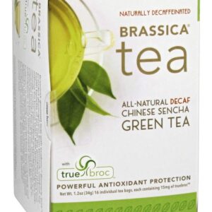 Brassica Tea Decaf Sencha Green Tea with truebroc, 16 Tea Bags