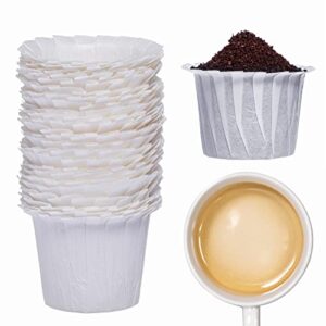 100 disposable coffee filters - keurig paper filters for k cup - fits keurig brewers, k supreme, k slim and ninja reusable k-cup coffee pods - single serve filter, sediment-free, white