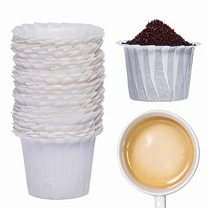 100 Disposable Coffee Filters - Keurig Paper Filters for K Cup - Fits Keurig Brewers, K Supreme, K Slim and Ninja Reusable K-Cup Coffee Pods - Single Serve Filter, Sediment-Free, White