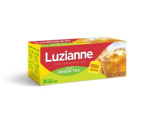 luzianne green tea bags, family size; unsweetened; 144 tea bags (6 boxes of 24 count pack), specially blended for iced tea; clear & refreshing home brewed southern iced tea