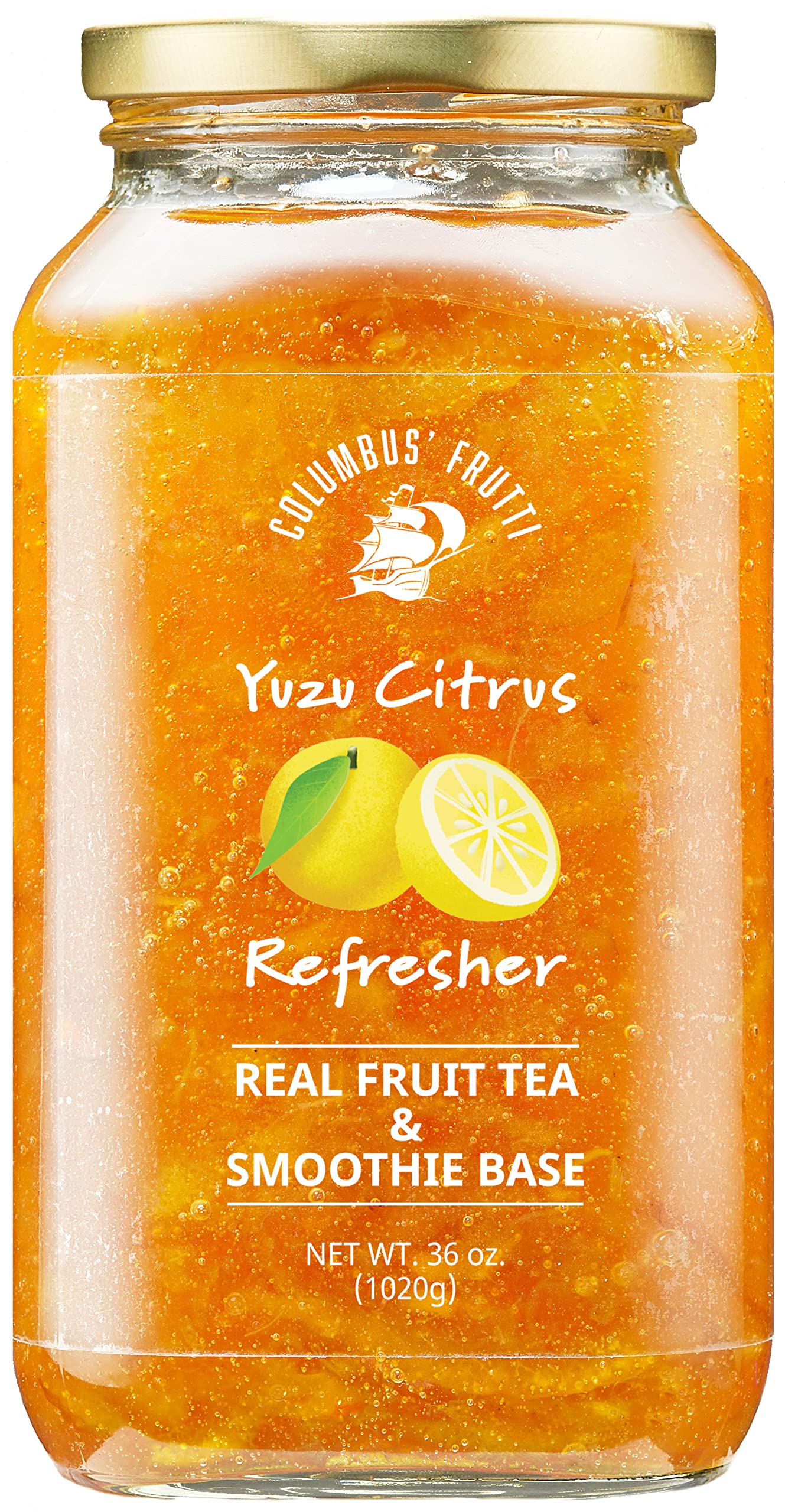 Columbus' Frutti Real Fruit Tea & Smoothie Base (Yuzu Citron) - 36 Oz (2.2 Pound)