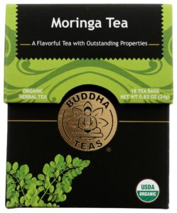 buddha teas organic moringa tea - ou kosher, usda organic, ccof organic, 18 bleach-free tea bags