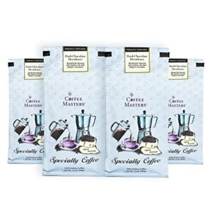 coffee masters flavored coffee, dark chocolate decadence, ground, 12-ounce bags (pack of 4)