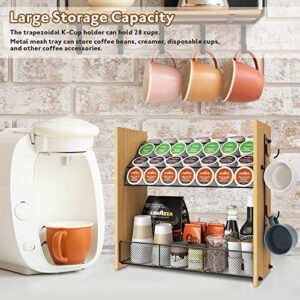 Mefirt K Cup Holder, Large Capacity Coffee Pod Holder Coffee Bar Accessories and Cup Storage Organizer, K Cup Holders for Counter Bamboo Coffee Station Organizer for Home, Kitchen, Office, Countertop