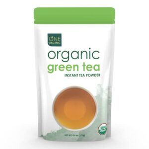 one organic instant tea powder (green) – 4.4 oz. – 125 servings – usda certified organic – 100% pure tea - instant hot or iced tea – unsweetened