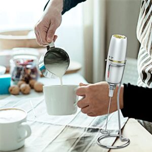 Bonsenkitchen Electric Milk Frother Handheld, Portable Whisk Milk Foam Maker with Stainless Steel Stand, Battery Operated Drink Hand Mixer for Coffee, Matcha, Electric Stirrer Coffee Mixer Wand