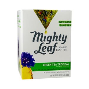 mighty leaf, green tea tropical, tea bags, 15 ct