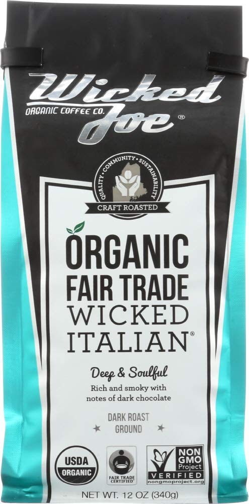 Wicked Joe Organic Coffee Wicked Italian Ground, 12 Ounce